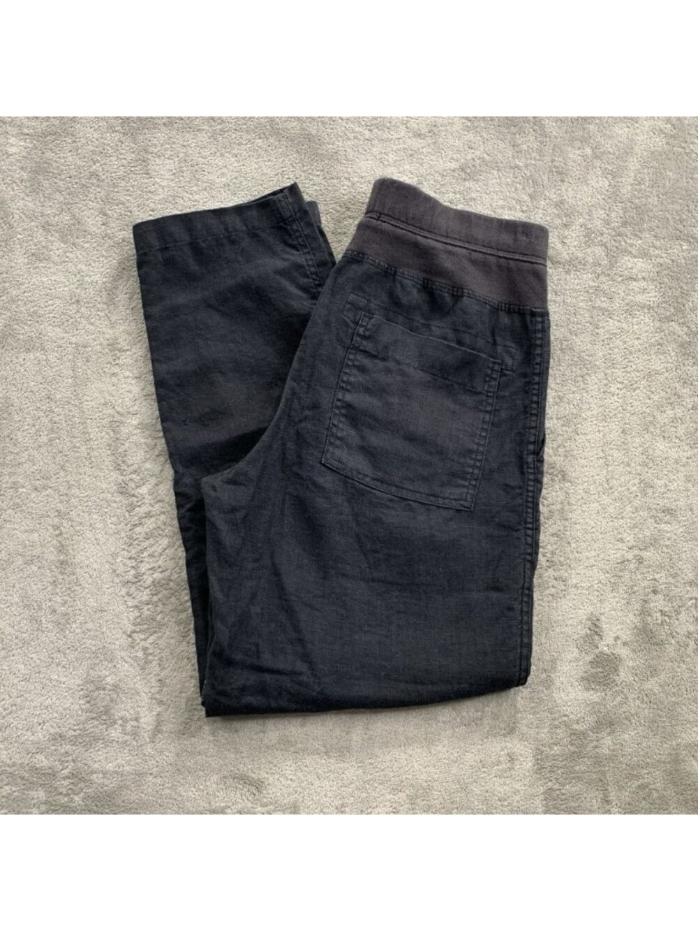 James Perse Linen Pants Womens 1 Utility Drawstring Boho Black Minimamalist